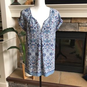 EUC Max Studio short sleeve v neck floral top size medium & large
